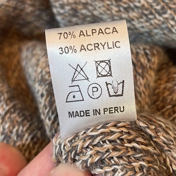 Simply Natural Linda Ebel Cape Alpaca Blend Cardigan OS MELANGE TAN - Picture 4 of 12